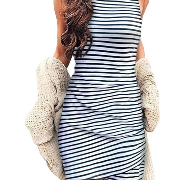 BTFBM Striped Sleeveless Dress with Rauching size XL - Picture 1 of 11
